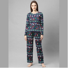 Rigo Women Cotton Printed Full Sleeve Multicolor Night Suit